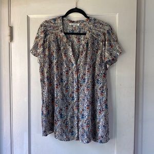 Rose+Olive Floral Print Button Up Blouse